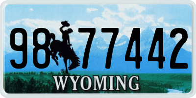 WY license plate 9877442