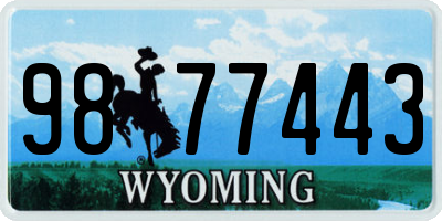 WY license plate 9877443