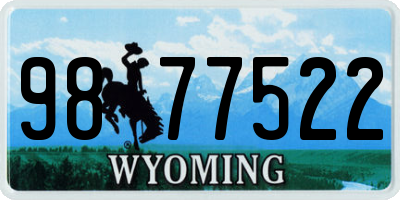 WY license plate 9877522