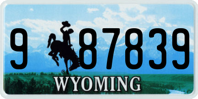 WY license plate 987839