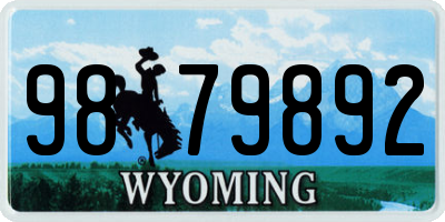WY license plate 9879892