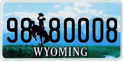 WY license plate 9880008