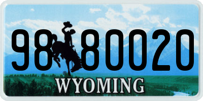 WY license plate 9880020