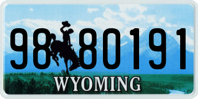 WY license plate 9880191