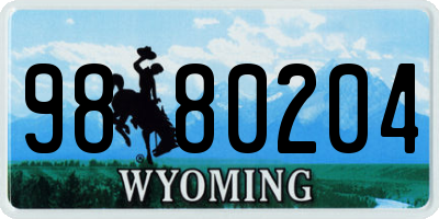 WY license plate 9880204