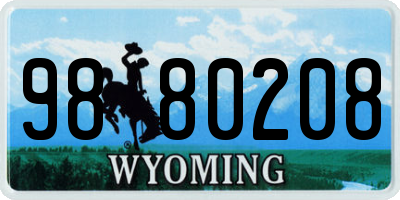 WY license plate 9880208