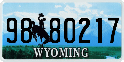WY license plate 9880217