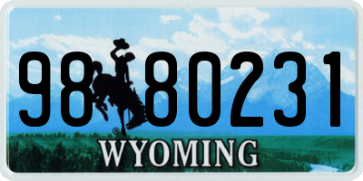 WY license plate 9880231