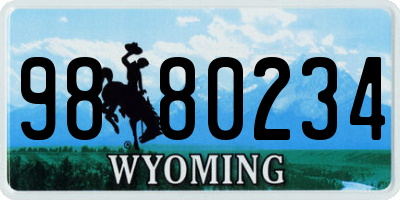 WY license plate 9880234