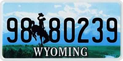WY license plate 9880239