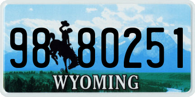 WY license plate 9880251
