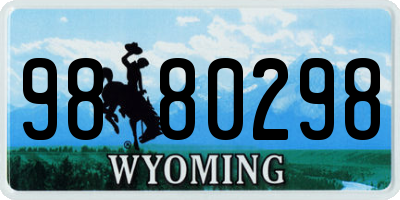 WY license plate 9880298