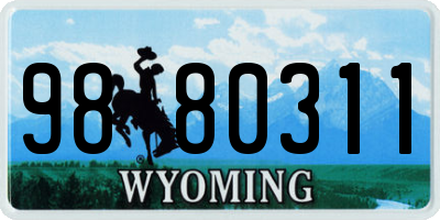 WY license plate 9880311
