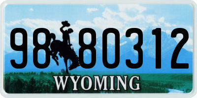 WY license plate 9880312