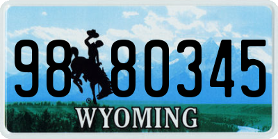 WY license plate 9880345