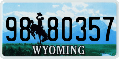 WY license plate 9880357