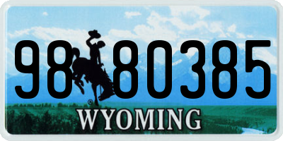 WY license plate 9880385