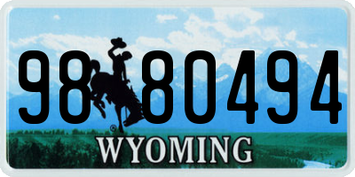 WY license plate 9880494