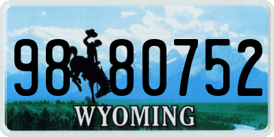 WY license plate 9880752