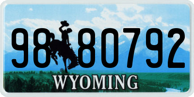 WY license plate 9880792