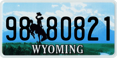 WY license plate 9880821