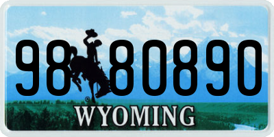 WY license plate 9880890
