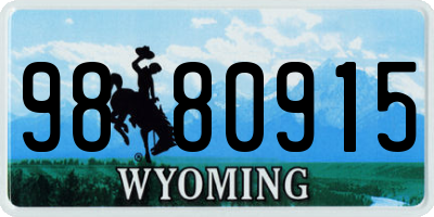 WY license plate 9880915