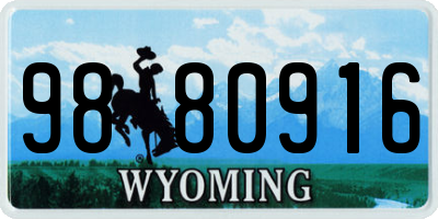 WY license plate 9880916