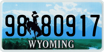 WY license plate 9880917