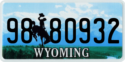 WY license plate 9880932