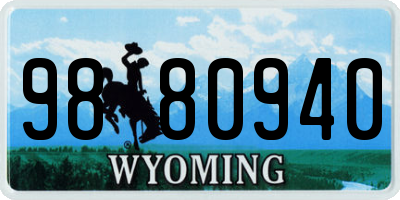 WY license plate 9880940