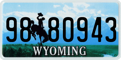 WY license plate 9880943