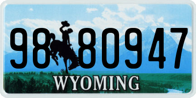 WY license plate 9880947