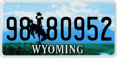 WY license plate 9880952