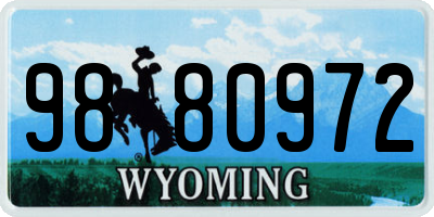 WY license plate 9880972