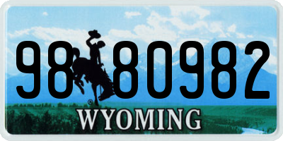 WY license plate 9880982
