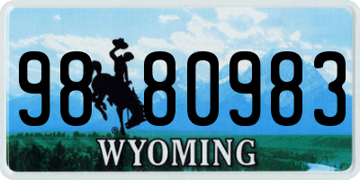 WY license plate 9880983