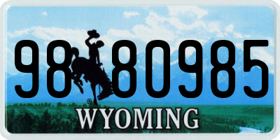 WY license plate 9880985