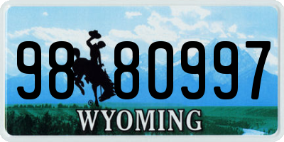 WY license plate 9880997