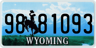 WY license plate 9881093
