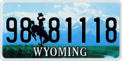 WY license plate 9881118