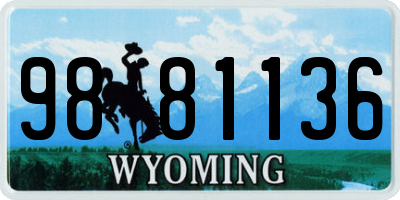 WY license plate 9881136