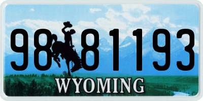 WY license plate 9881193