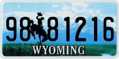 WY license plate 9881216