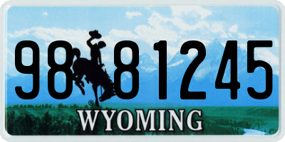 WY license plate 9881245