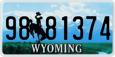 WY license plate 9881374
