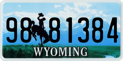 WY license plate 9881384