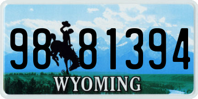 WY license plate 9881394