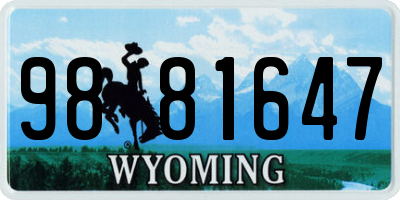 WY license plate 9881647