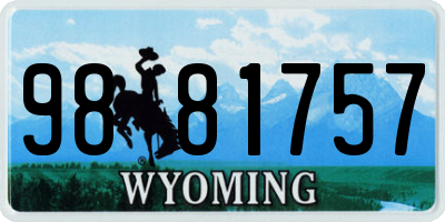 WY license plate 9881757